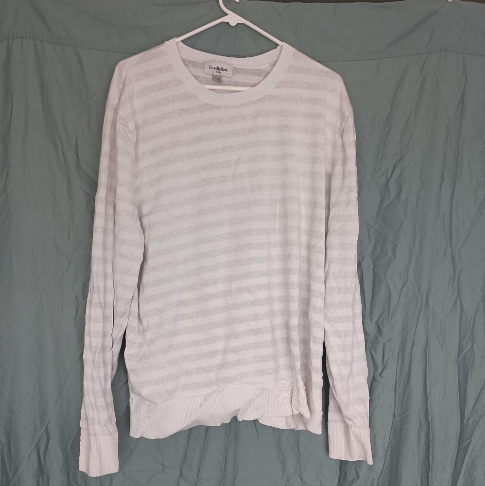 Goodfellow & Co White Striped Long-Sleeve Sweater